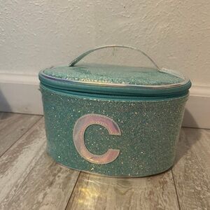 Blue Glitter “C” Makeup Bag